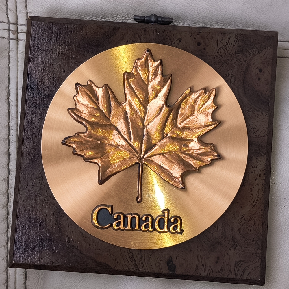 Canada Maple Leaf Wall Plaque - Copper Tone